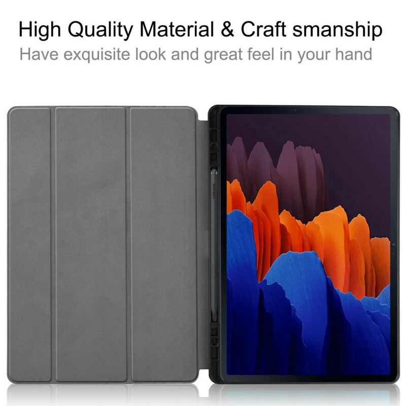 Capa De Celular Para Samsung Galaxy Tab S8 Plus / Tab S7 Plus Suporte Para Caneta Com Três Dobras