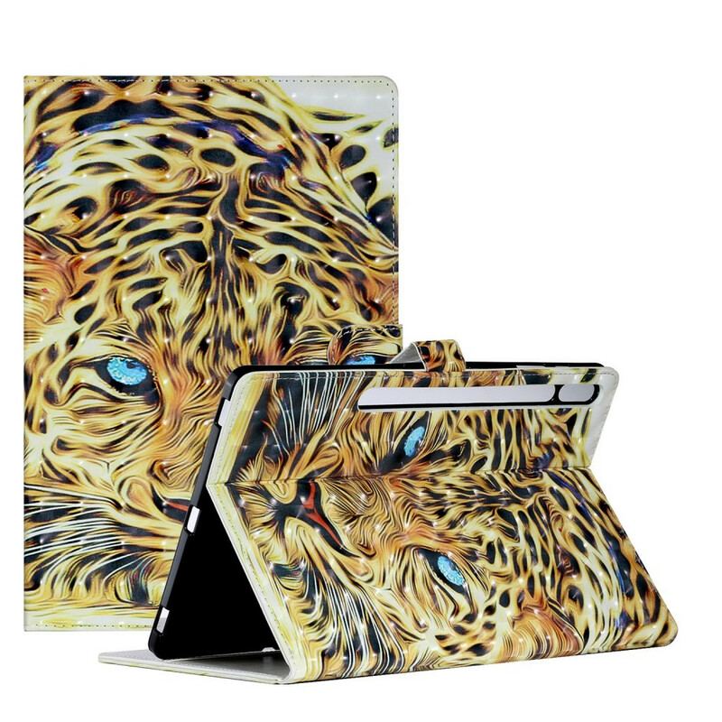 Capa De Couro Para Samsung Galaxy Tab S8 Plus / Tab S7 Plus Arte Do Tigre