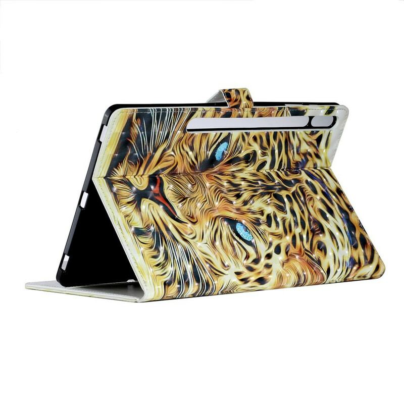 Capa De Couro Para Samsung Galaxy Tab S8 Plus / Tab S7 Plus Arte Do Tigre