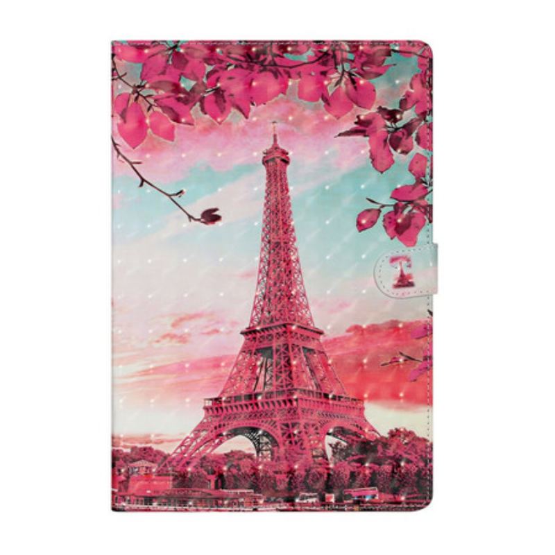 Capa De Couro Para Samsung Galaxy Tab S8 Plus / Tab S7 Plus Torre Eiffel Floral