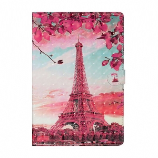 Capa De Couro Para Samsung Galaxy Tab S8 Plus / Tab S7 Plus Torre Eiffel Floral