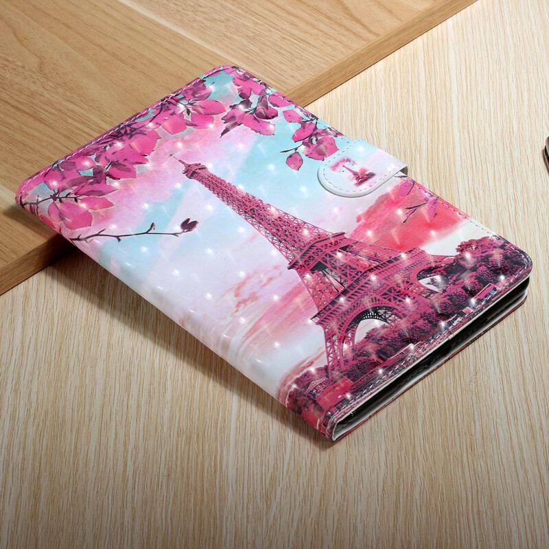 Capa De Couro Para Samsung Galaxy Tab S8 Plus / Tab S7 Plus Torre Eiffel Floral