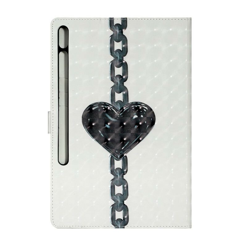 Capa Folio Para Samsung Galaxy Tab S8 Plus / Tab S7 Plus Coração Acorrentado