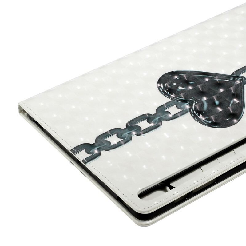 Capa Folio Para Samsung Galaxy Tab S8 Plus / Tab S7 Plus Coração Acorrentado