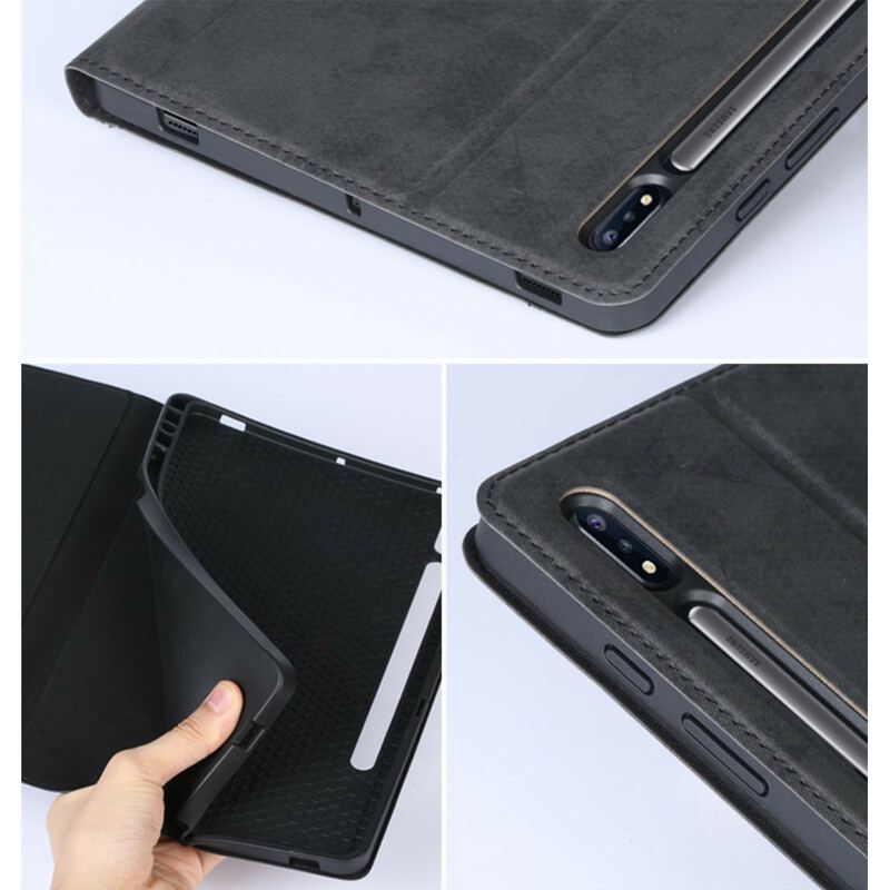 Capa Para Samsung Galaxy Tab S8 Plus / Tab S7 Plus Efeito Couro Empresarial