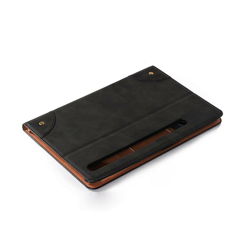 Capa Para Samsung Galaxy Tab S8 Plus / Tab S7 Plus Rebites Vintage De Couro Sintético