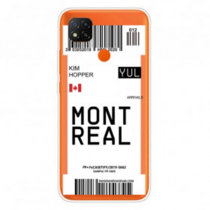 Capa De Celular Para Xiaomi Redmi 9C Cartão De Embarque Para Montreal