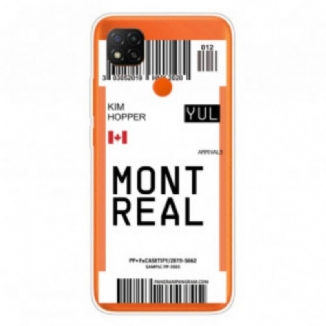 Capa De Celular Para Xiaomi Redmi 9C Cartão De Embarque Para Montreal