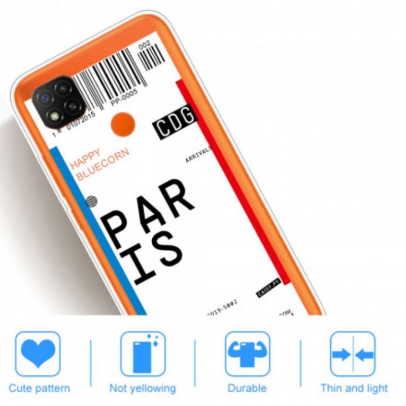 Capa De Celular Para Xiaomi Redmi 9C Cartão De Embarque Para Paris