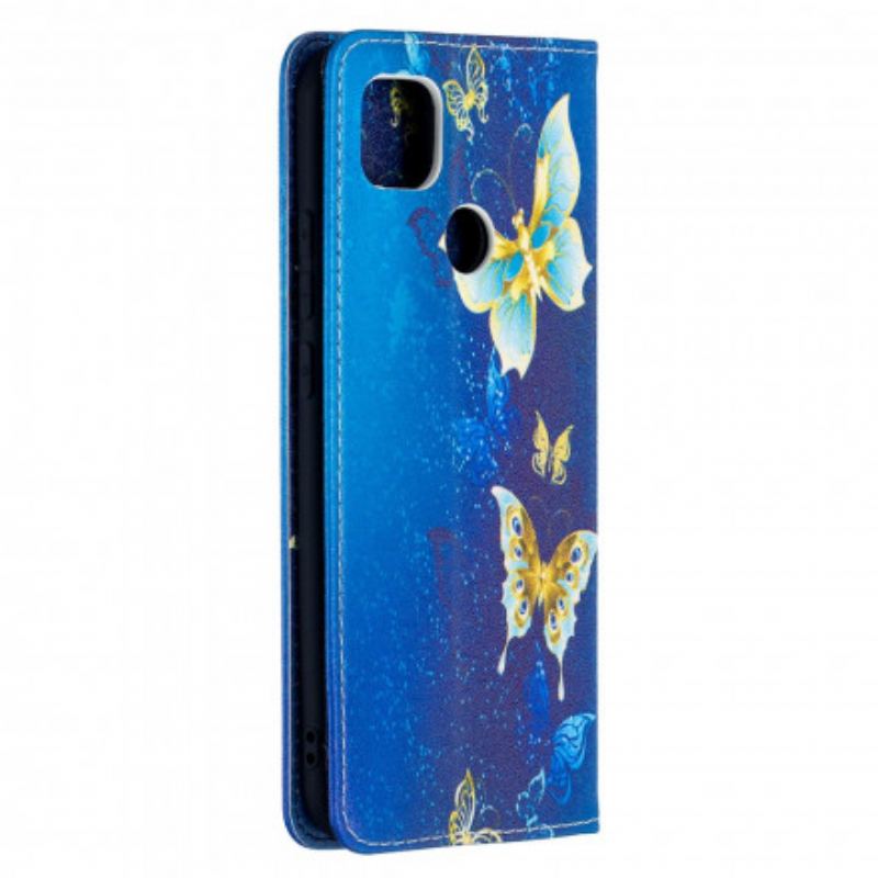 Capa De Celular Para Xiaomi Redmi 9C Flip Borboletas Coloridas