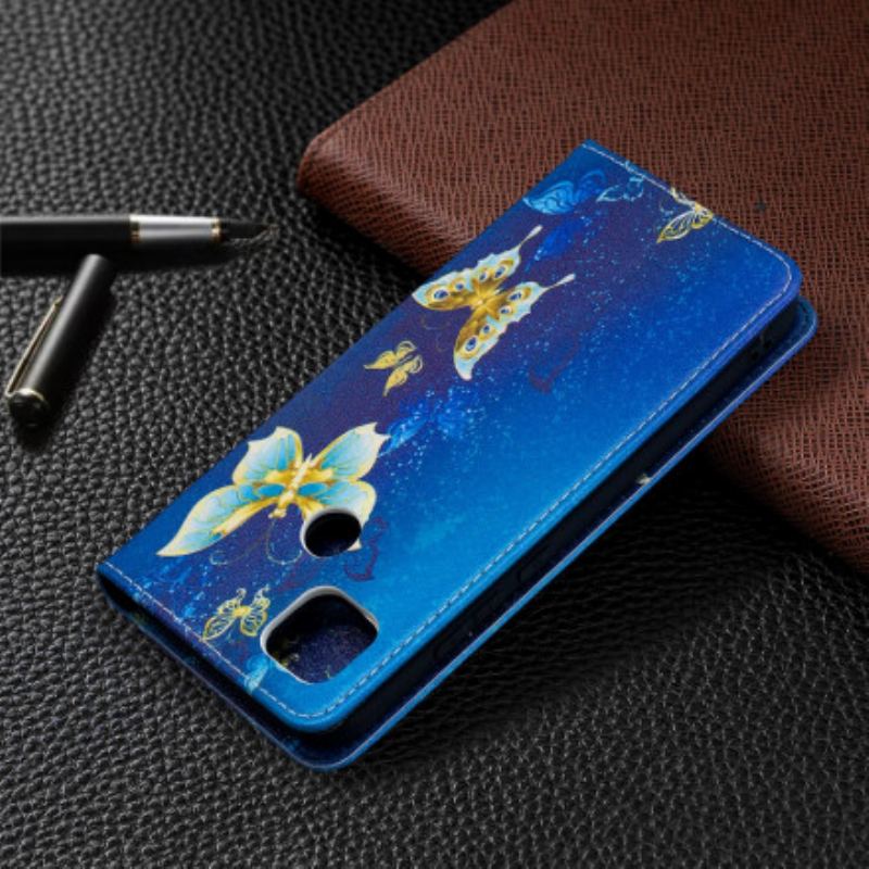 Capa De Celular Para Xiaomi Redmi 9C Flip Borboletas Coloridas