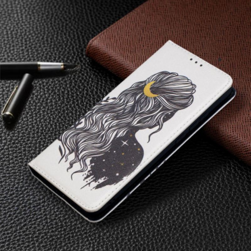 Capa De Celular Para Xiaomi Redmi 9C Flip Cabelo Bonito