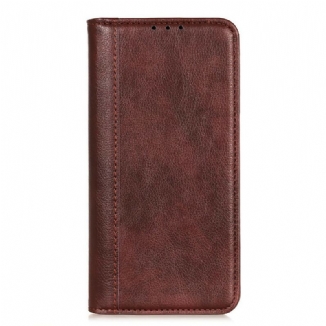 Capa De Celular Para Xiaomi Redmi 9C Flip Charme Lichia Couro Dividido