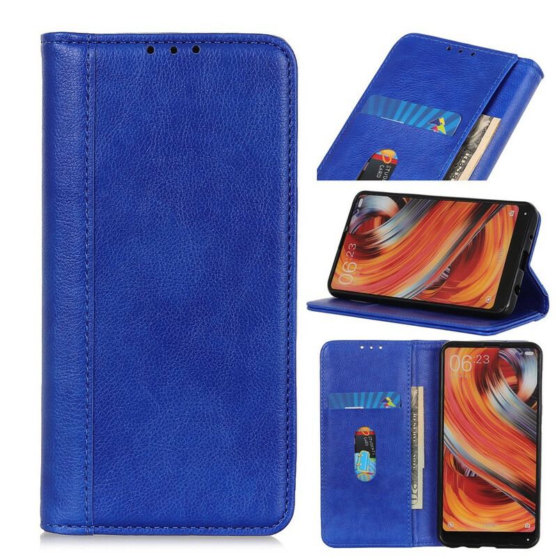 Capa De Celular Para Xiaomi Redmi 9C Flip Charme Lichia Couro Dividido