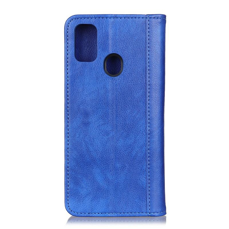 Capa De Celular Para Xiaomi Redmi 9C Flip Charme Lichia Couro Dividido