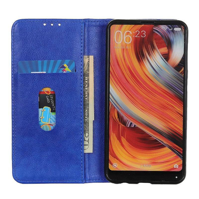 Capa De Celular Para Xiaomi Redmi 9C Flip Charme Lichia Couro Dividido