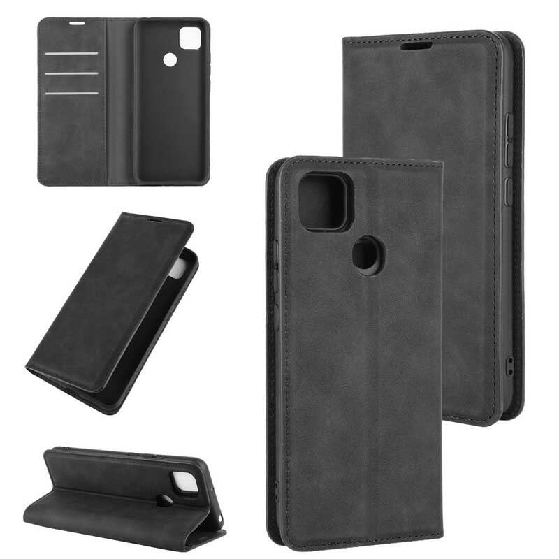 Capa De Celular Para Xiaomi Redmi 9C Flip Efeito Couro Estilo Empresarial