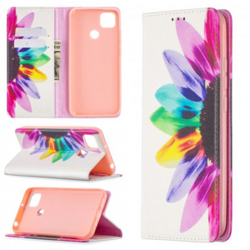 Capa De Celular Para Xiaomi Redmi 9C Flip Flor Aquarela