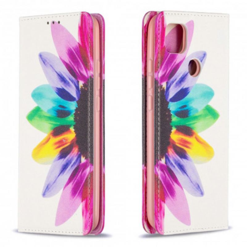 Capa De Celular Para Xiaomi Redmi 9C Flip Flor Aquarela