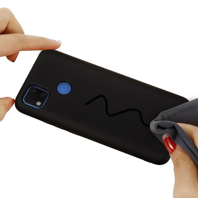 Capa De Celular Para Xiaomi Redmi 9C Silicone Líquido Com Cordão