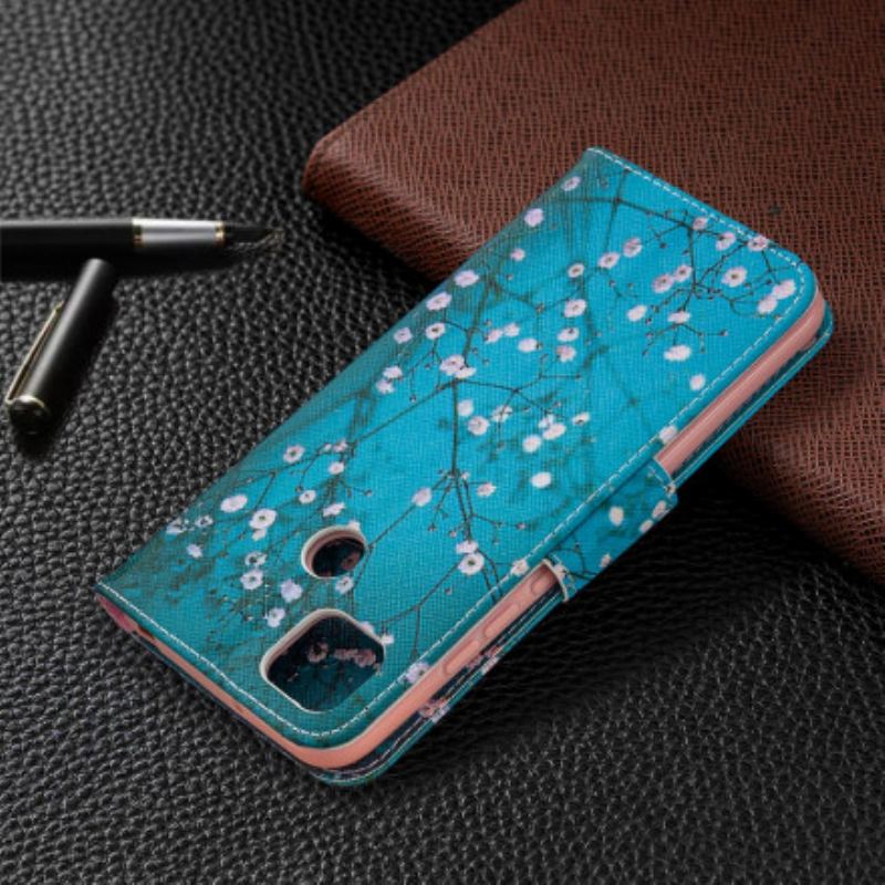 Capa De Couro Para Xiaomi Redmi 9C Árvore Florida