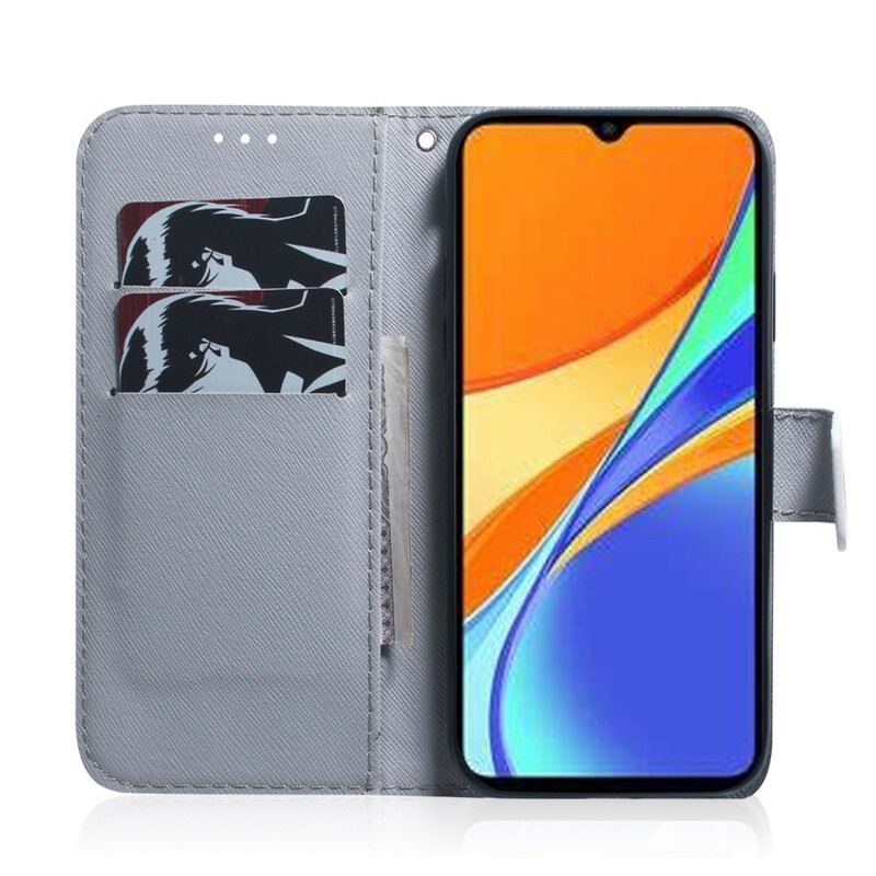 Capa De Couro Para Xiaomi Redmi 9C Cara De Tigre