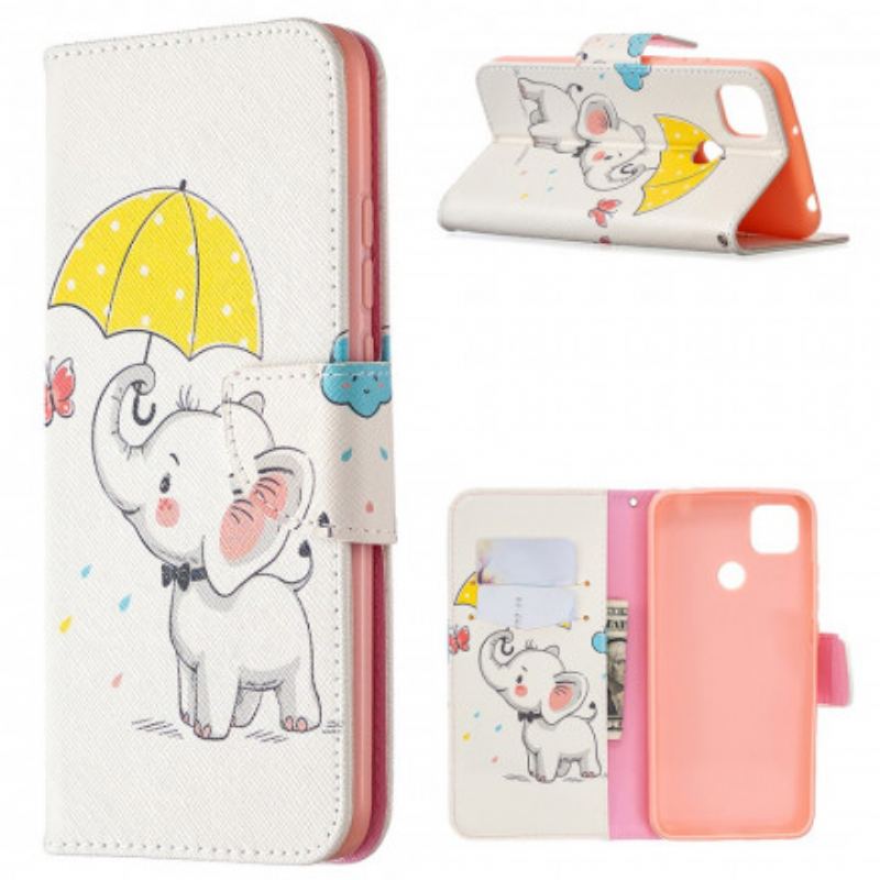 Capa De Couro Para Xiaomi Redmi 9C Elefante Bébé