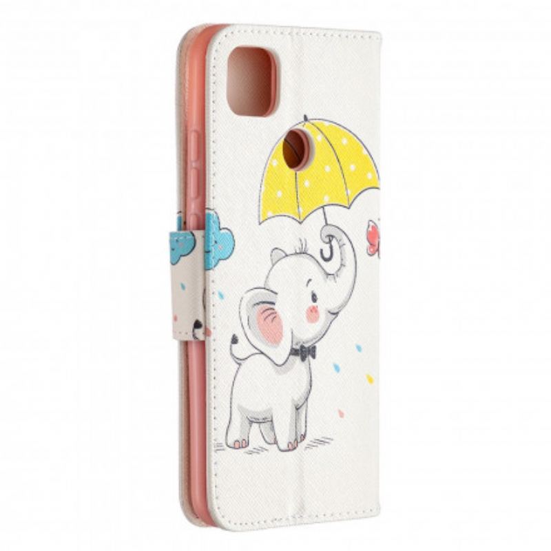 Capa De Couro Para Xiaomi Redmi 9C Elefante Bébé