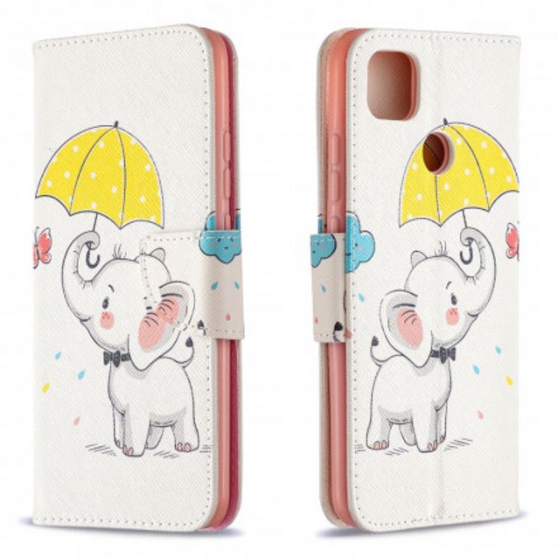 Capa De Couro Para Xiaomi Redmi 9C Elefante Bébé