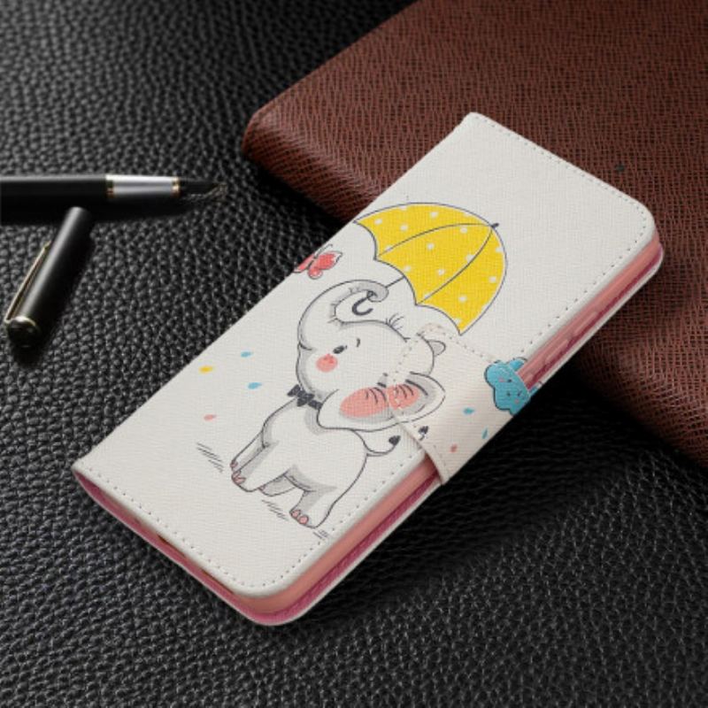 Capa De Couro Para Xiaomi Redmi 9C Elefante Bébé