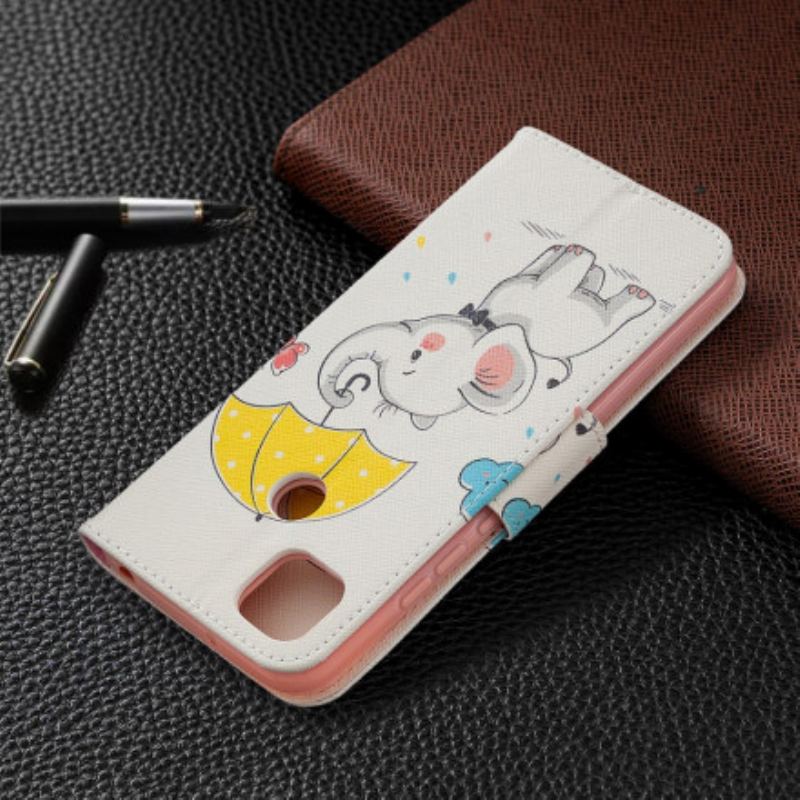 Capa De Couro Para Xiaomi Redmi 9C Elefante Bébé