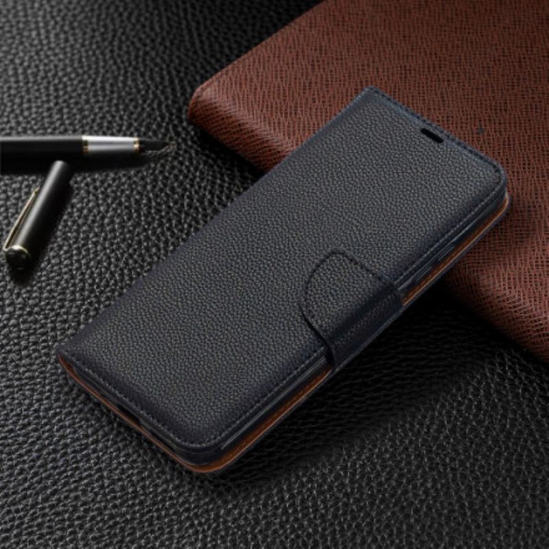 Capa De Couro Para Xiaomi Redmi 9C Flip Lichia Rabat Oblíqua