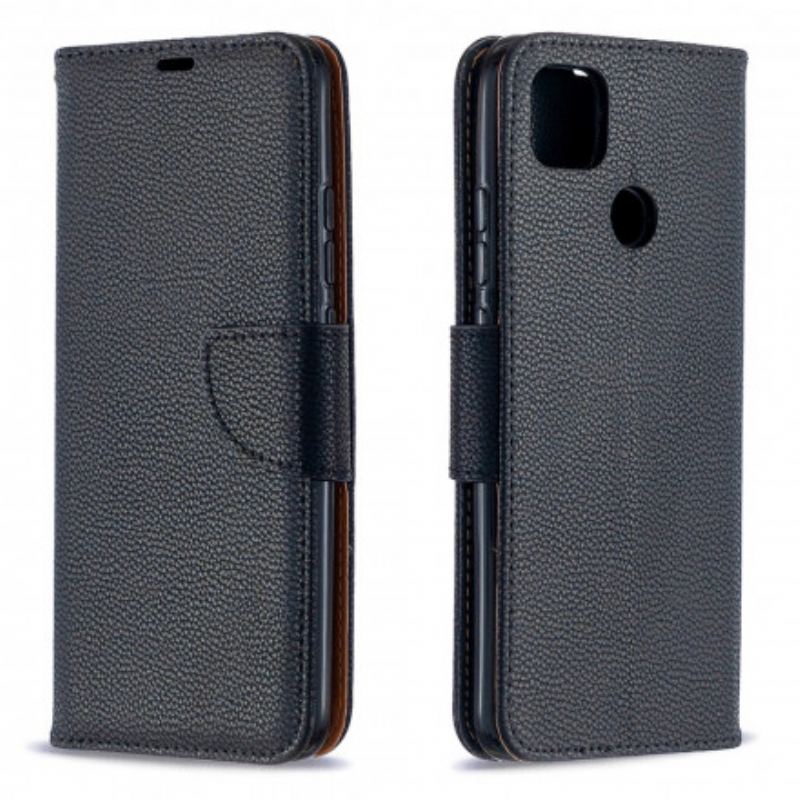 Capa De Couro Para Xiaomi Redmi 9C Flip Lichia Rabat Oblíqua