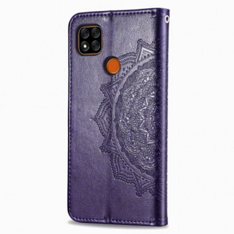 Capa De Couro Para Xiaomi Redmi 9C Mandala Idade Média