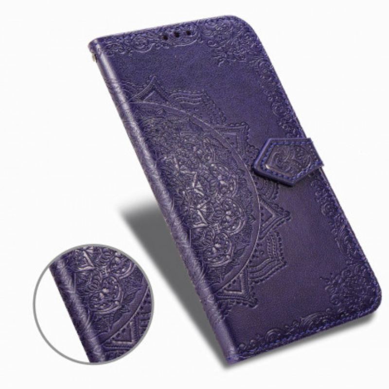 Capa De Couro Para Xiaomi Redmi 9C Mandala Idade Média