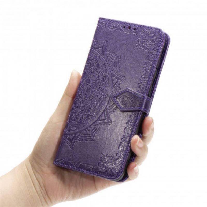 Capa De Couro Para Xiaomi Redmi 9C Mandala Idade Média