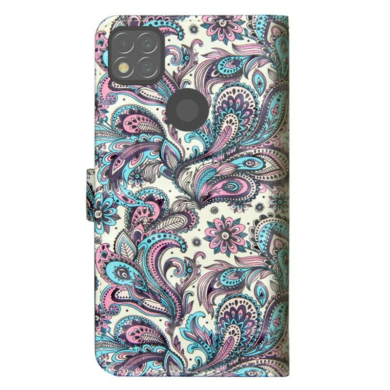 Capa De Couro Para Xiaomi Redmi 9C Padrões De Flores