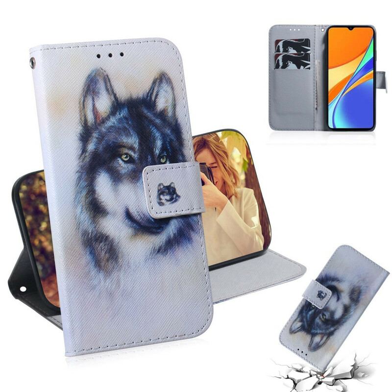 Capa Em Pele Para Xiaomi Redmi 9C Olhar Canino