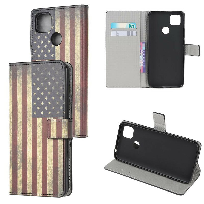 Capa Flip Para Xiaomi Redmi 9C Bandeira Americana