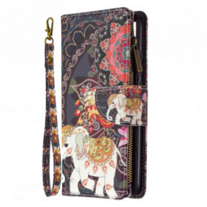 Capa Flip Para Xiaomi Redmi 9C Bolso Elefante Com Zíper