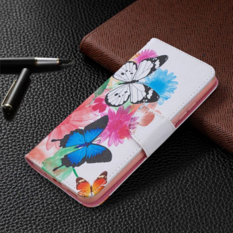 Capa Flip Para Xiaomi Redmi 9C Borboletas Coloridas Incríveis