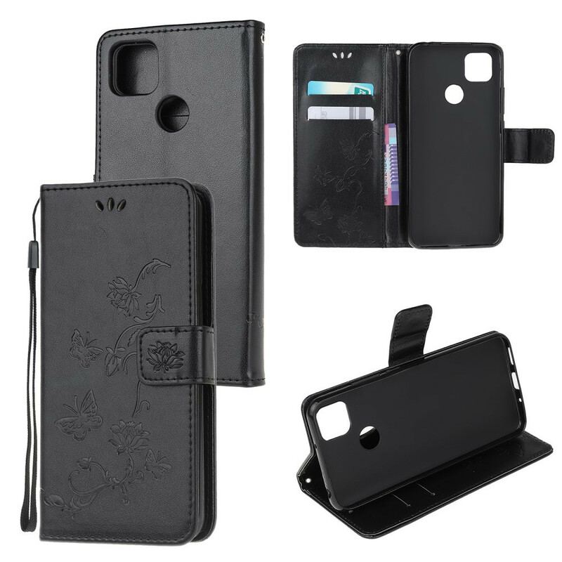 Capa Flip Para Xiaomi Redmi 9C Borboletas E Flores Asiáticas