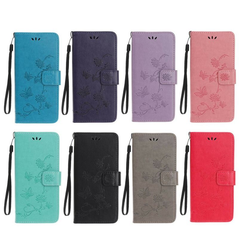 Capa Flip Para Xiaomi Redmi 9C Borboletas E Flores Asiáticas