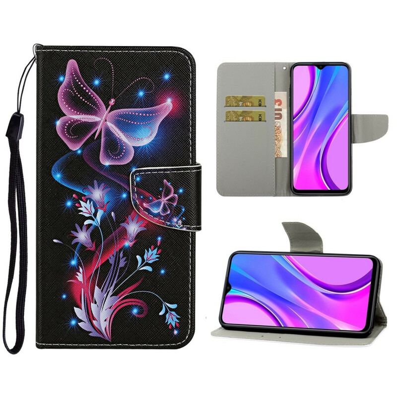 Capa Flip Para Xiaomi Redmi 9C Borboletas Enfeitiçadas