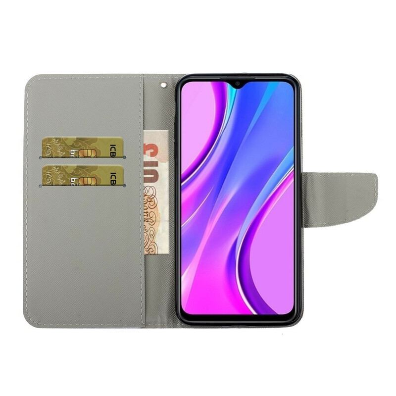 Capa Flip Para Xiaomi Redmi 9C De Cordão Fio Dental Margaridas