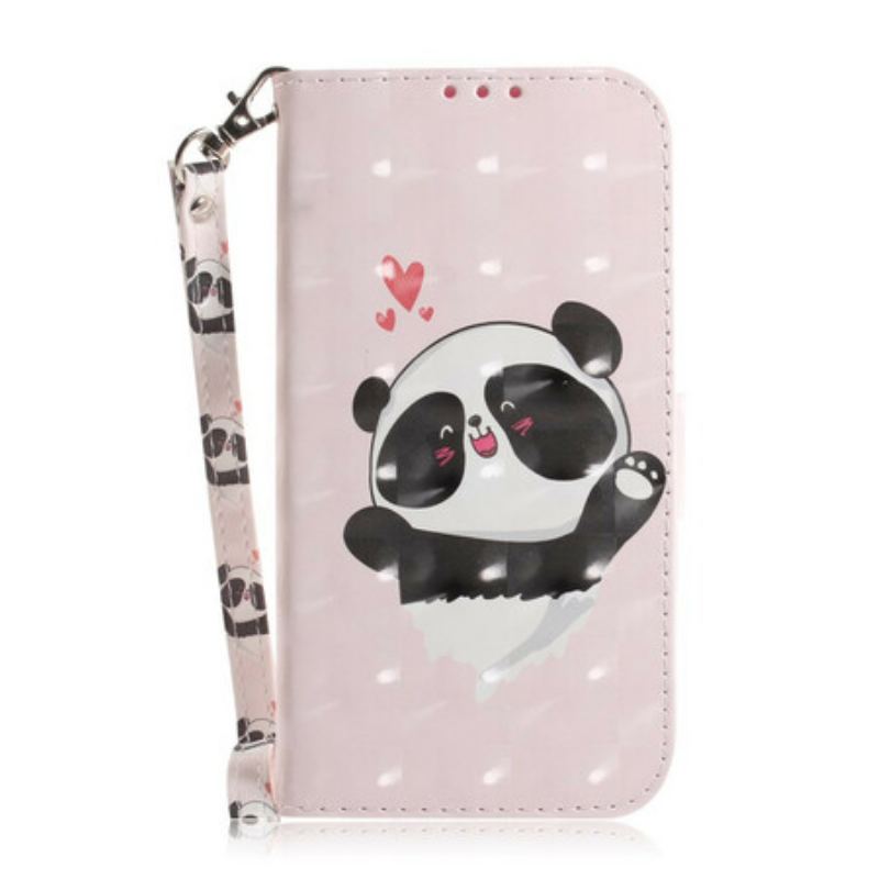 Capa Flip Para Xiaomi Redmi 9C De Cordão Panda Love Com Cordão