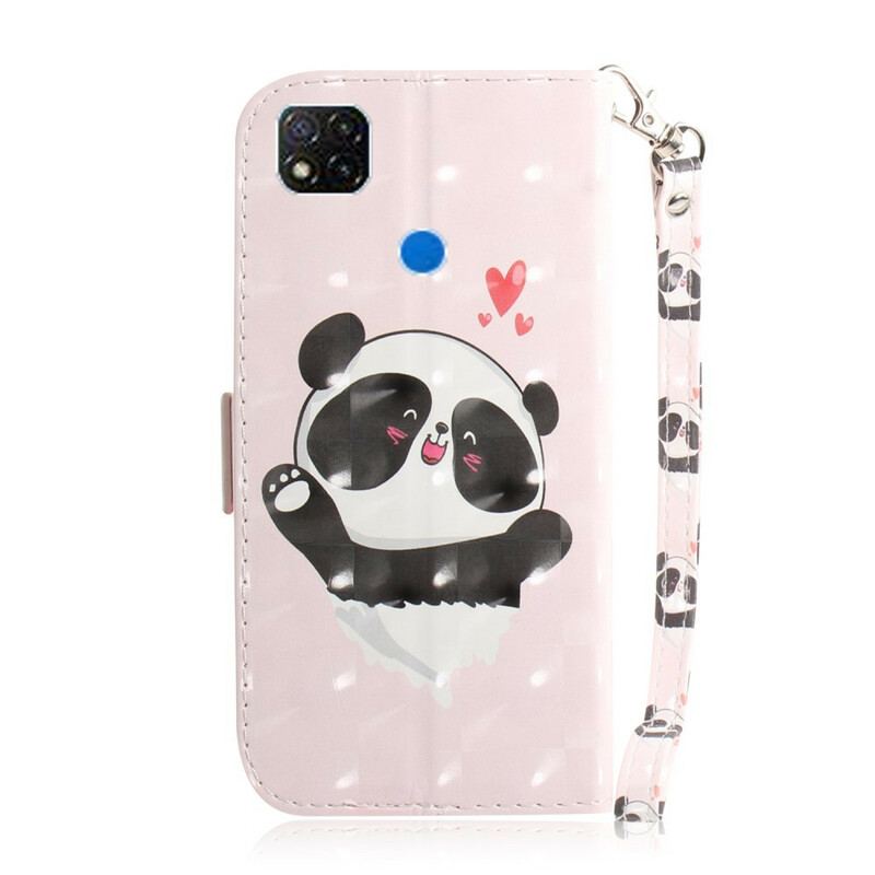 Capa Flip Para Xiaomi Redmi 9C De Cordão Panda Love Com Cordão