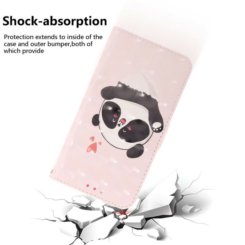 Capa Flip Para Xiaomi Redmi 9C De Cordão Panda Love Com Cordão