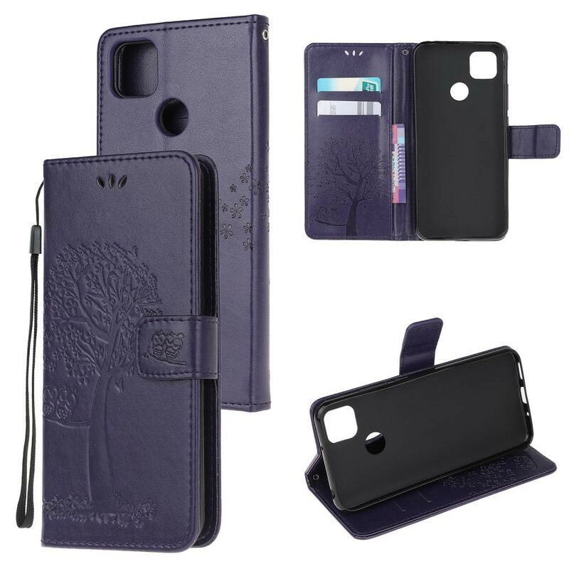 Capa Flip Para Xiaomi Redmi 9C De Cordão Tanga E Corujas