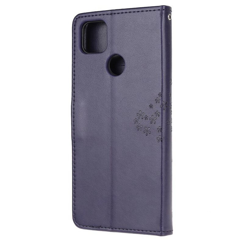 Capa Flip Para Xiaomi Redmi 9C De Cordão Tanga E Corujas